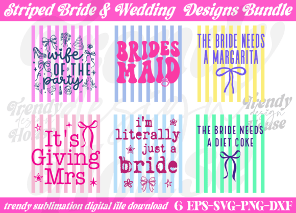 Download Trendy Striped Wedding Bride PNG Bundle - Premium Resources
